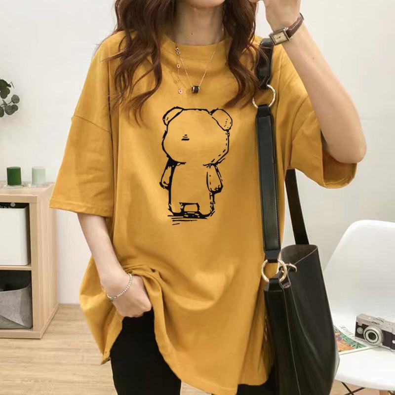 Свободная женская футболка для беременных и кормящих матерей - короткий рукав, средняя длина, большие размеры, летний топ для кормления грудью