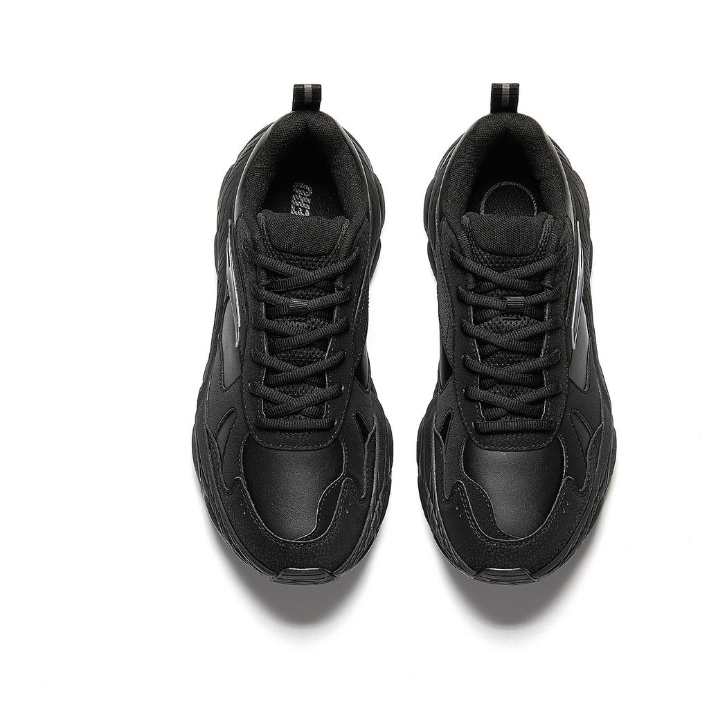 Anta Chengguang Leather Fashion Trend Durable Breathable Low-Top Casual Shoes Men Sneaker Black Gray 912548802-6