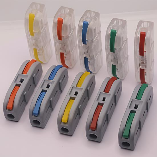 50 Pcs Lever Wire Connectors 1 in 1 Out Electrical Wire Butt Splice Inline Terminals Mini Quick Connector