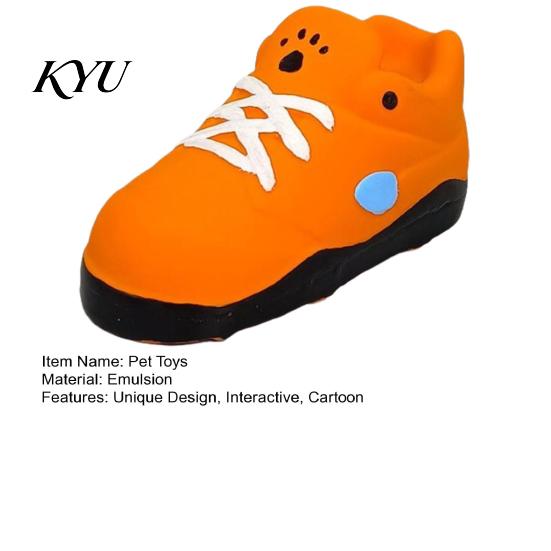 Cute Cartoon Puppy Toys for Fetch Shoe Squeaky Dog Toy, Funny Sneaker Shape Chew Toy Bite Resistant Energy Release Small Medium Dogs, Durable