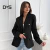 Women Suit Coat Lapel Long Sleeve Flap Pockets Suit Jacket Solid Color Single Button Office Lady Outwear