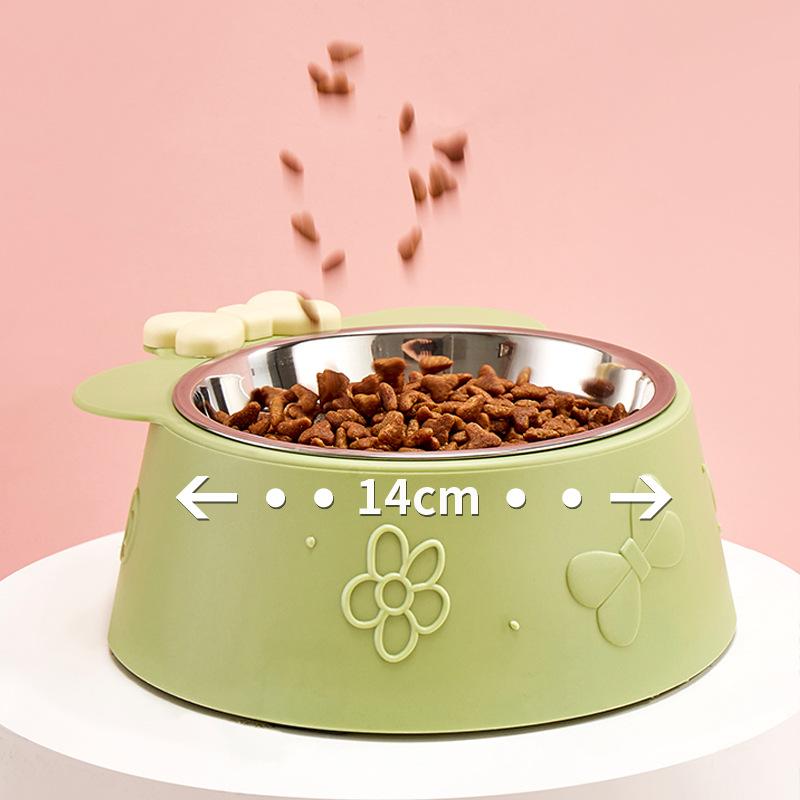 Миска для домашних животных, очень большая емкость, миска для собак, нескользящая, антиопрокидывающаяся, миска для кошек из нержавеющей стали, съемная пластиковая миска-бантик