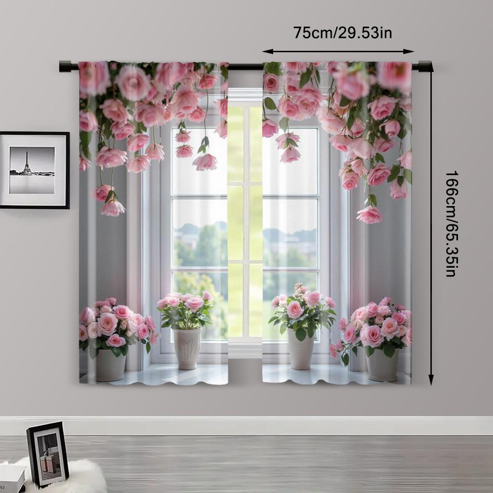 2pcs, Curtain Fabric Window View Polyester (without Rod) Decorations For Home for Living Room, Bedroom, and Home Decor