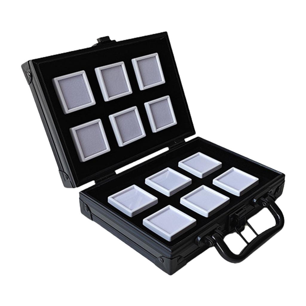 Практичный алюминиевый кейс для хранения драгоценных камней с пенопластовым вкладышем для надежной защиты ювелирных изделий и удобства в путешествиях