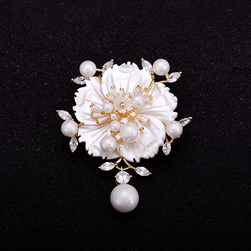 Вишневая брошь женская легкая роскошная высококачественная брошь из ракушки из ракушки изысканные и элегантные аксессуары вечернее платье подарок на день учителя