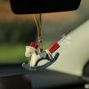 Yousheng Cute Pony Pendant Car Rearview Mirror Charm Elegant Faux Leather Hanging Ornament for Car Interior Decor Horse Lover Gift