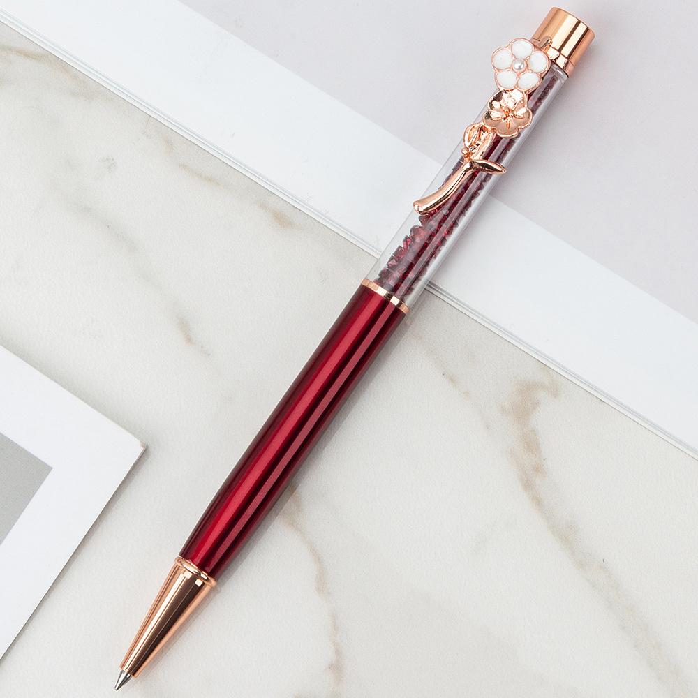 1 шт. шариковая ручка Lytwtw's Flow Oil Flower Wedding Metal Copper Quicksand Pen Office School Канцелярские принадлежности Rose Gold Gift