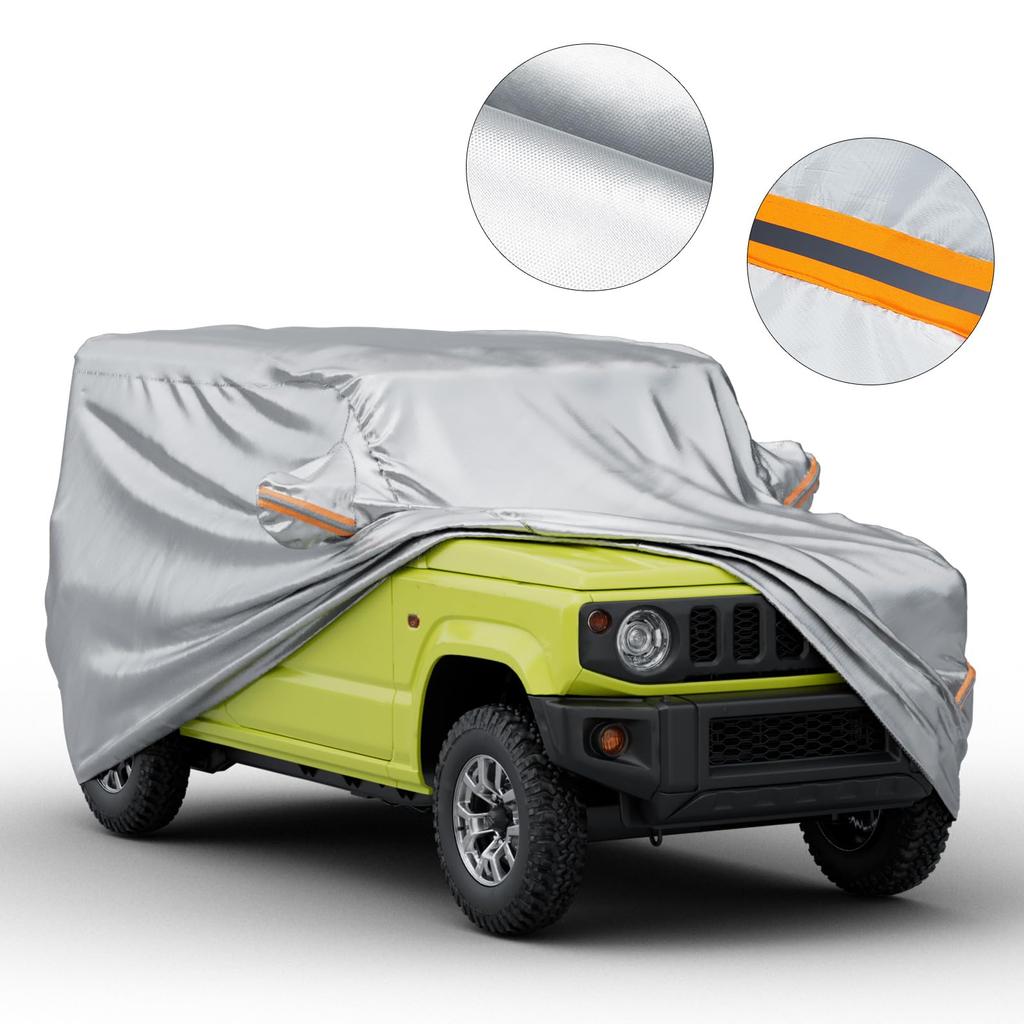 JOYTUTUS Car Cover for Suzuki Jimny and Jimny Sierra 210D Thick Car Cover with and Snowproof Reflective and a Storage Easy Jimny SIERRA JB74W Cover