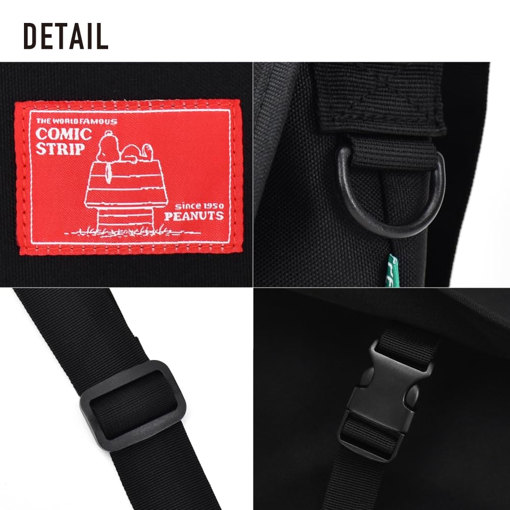 Сумка-мессенджер через плечо, складная, милая 0452 черная [Снупи], маленькая, компактная, сумка, женская, мужская, для поездок на работу, в школу, для путешествий, для прогулок, для взрослых, для студентов,