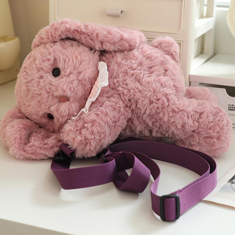 Spring plush backpack children's bear bag girls travel pink rabbit backpack birthday gift