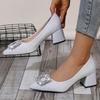 Fashion 2025 New Beige Crystal Bow with Letters Heels Pumps Women Students and Adults Pointed Toe Flock Suede Shoes