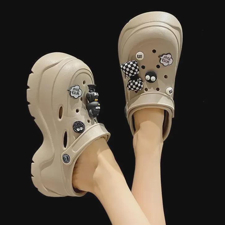 Женские пляжные тапочки EVA 2024 года на толстой подошве с нескользящим закрытым носком