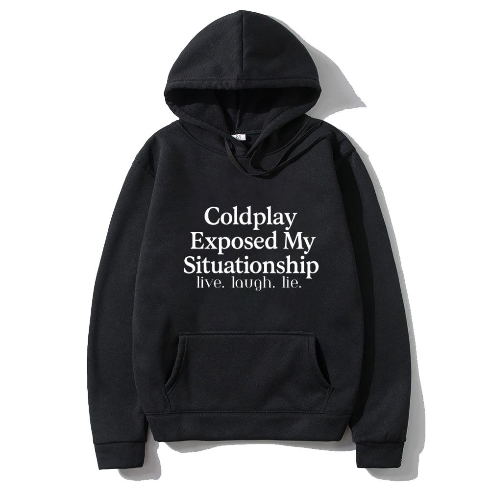 Худи с графикой Coldplay Exposed My Situationship Мужское Женское Свободный хип-хоп стритвир винтаж Флисовые худи С длинным рукавом пуловер