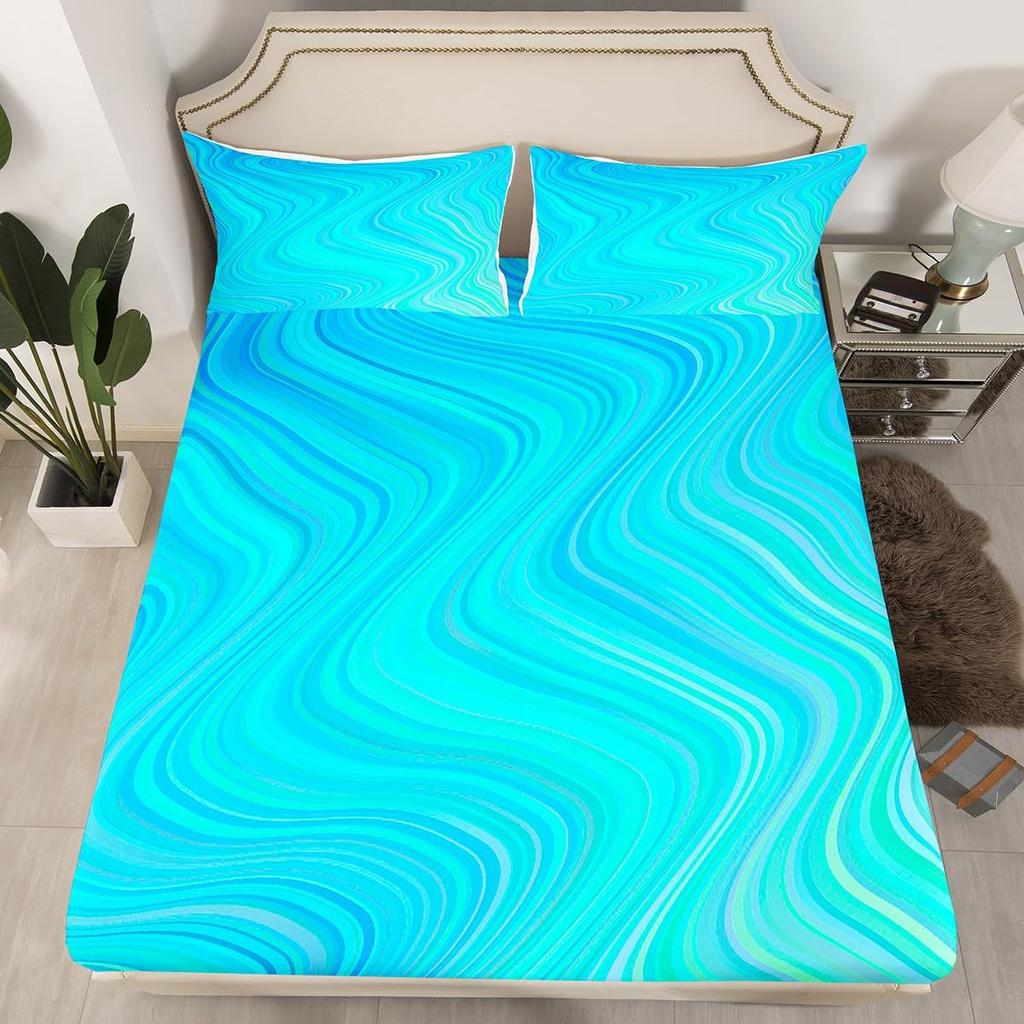 Простое и постепенное изменение Фиолетовый и синий Матрас Комплект постельного белья из трех предметов с цифровой печатью Взрослые Дети