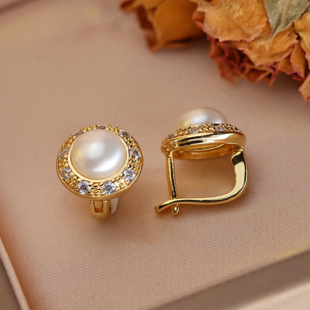 Серьги из натурального пресноводного жемчуга, модные серьги-пусеты с жемчугом и кубическим цирконием для женщин, праздничная бижутерия
