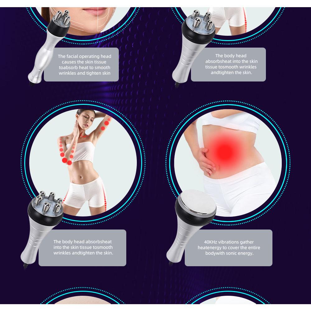 9-в-1 40 кГц Кавитация 0,5 МГц РЧ Лазер 9 Голов Светодиодный Сенсорный экран Воздушное охлаждение 110 В-220 В AC Салонное Контурирование тела