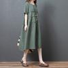 Loose Plus Size Women's Fashion Style Casual Medium Long Short Sleeve Dress