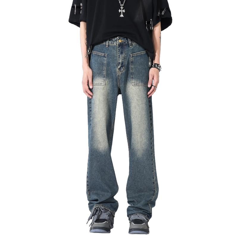 Брюки для мытья полов, джинсы больших размеров, весенне-осенние мужские свободные брюки с большими краями