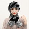 Winter Knitted Natural Fur Hats Scarves Sets Women Warm Real Rex Rabbit Fur Hat Scarf Lady Fashion Thick Rex Rabbit Fur Hat