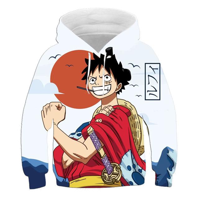 Худи 2025 Японское Аниме Ван Пис Новая Мода Повседневный Пуловер 3D Печать Детская Толстовка для Мальчиков и Девочек Уличный Пуловер Крутой Топ