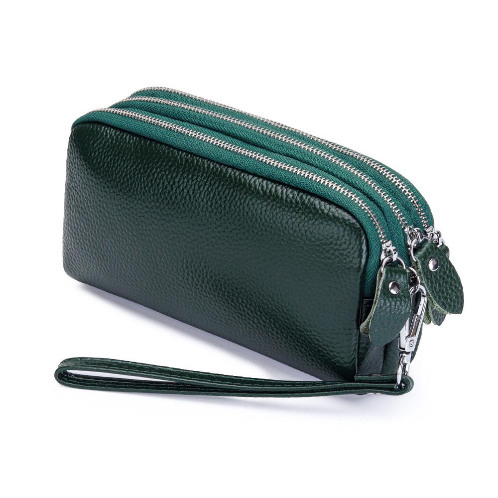 Очень большой женский клатч из коровьей кожи: Трехслойный кошелек-браслет на молнии и кожаный кошелек для телефона из натуральной кожи.