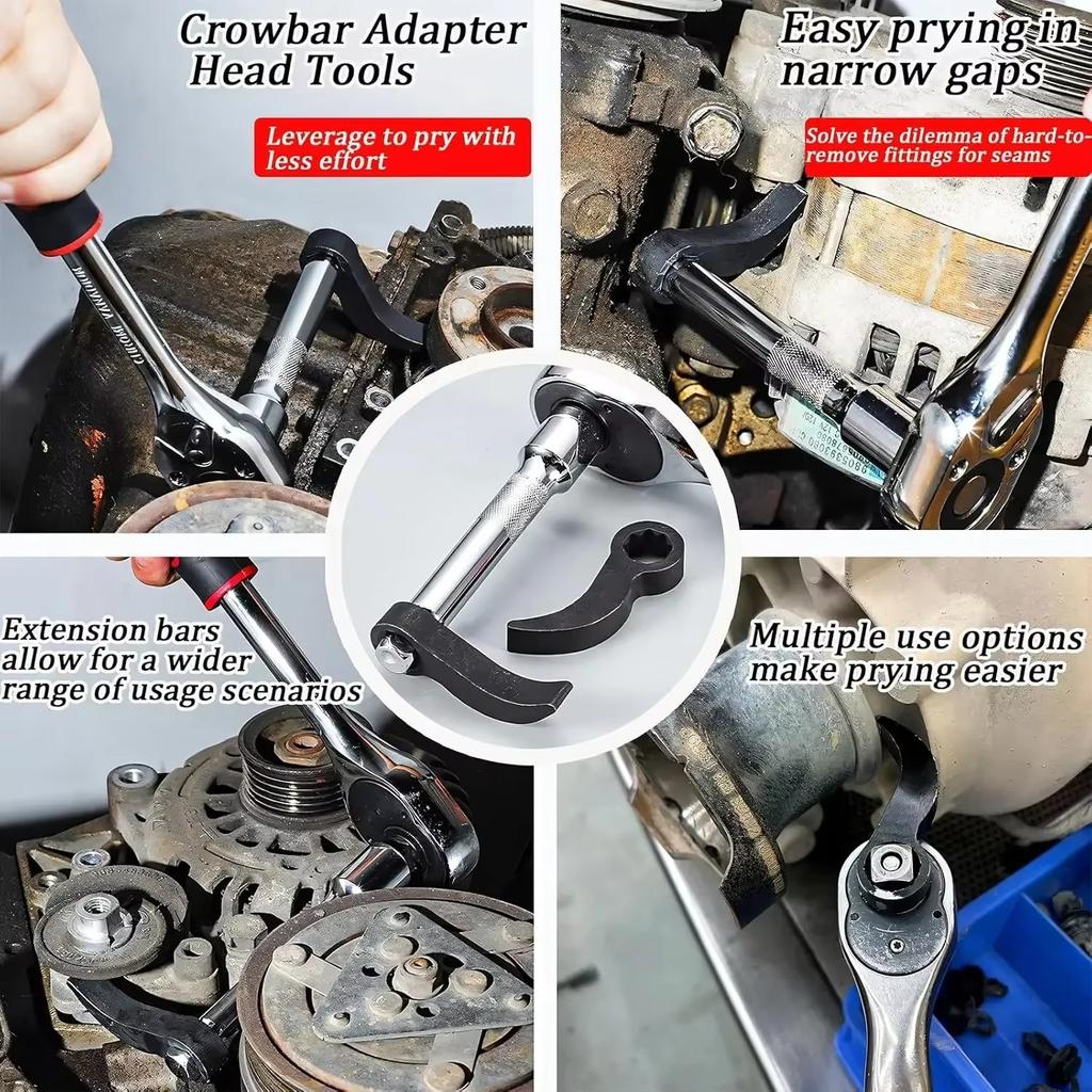 1/2-дюймовый храповой лом, адаптер для головки инструмента, монтировка, гаечный ключ, адаптер для головки, угловой стержень для ящика с инструментами, инструмент для снятия оси автомобиля