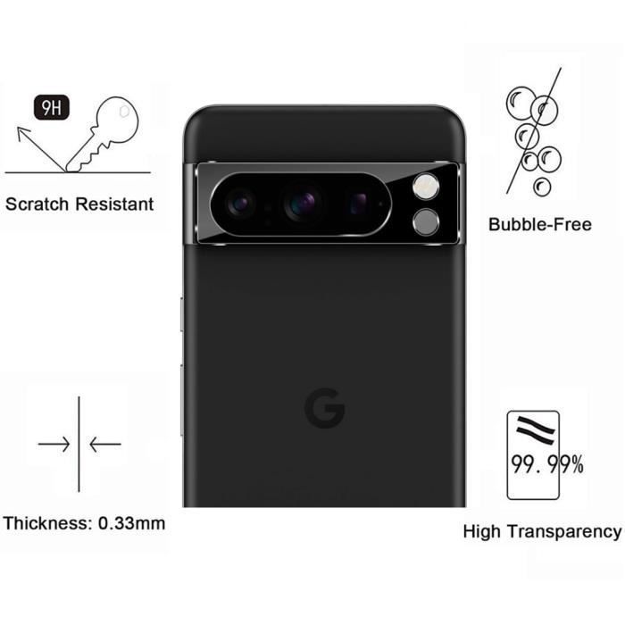 Защита камеры - Phonillico® - Google Pixel 8 PRO - Набор из 2 штук - Закаленное стекло - Устойчивый к царапинам