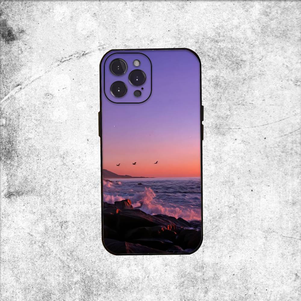 Природный пейзаж Чехол для телефона Силиконовый черный Мягкий Для IPhone 17,16,15,14,13,12,11,SE,Plus Pro Max