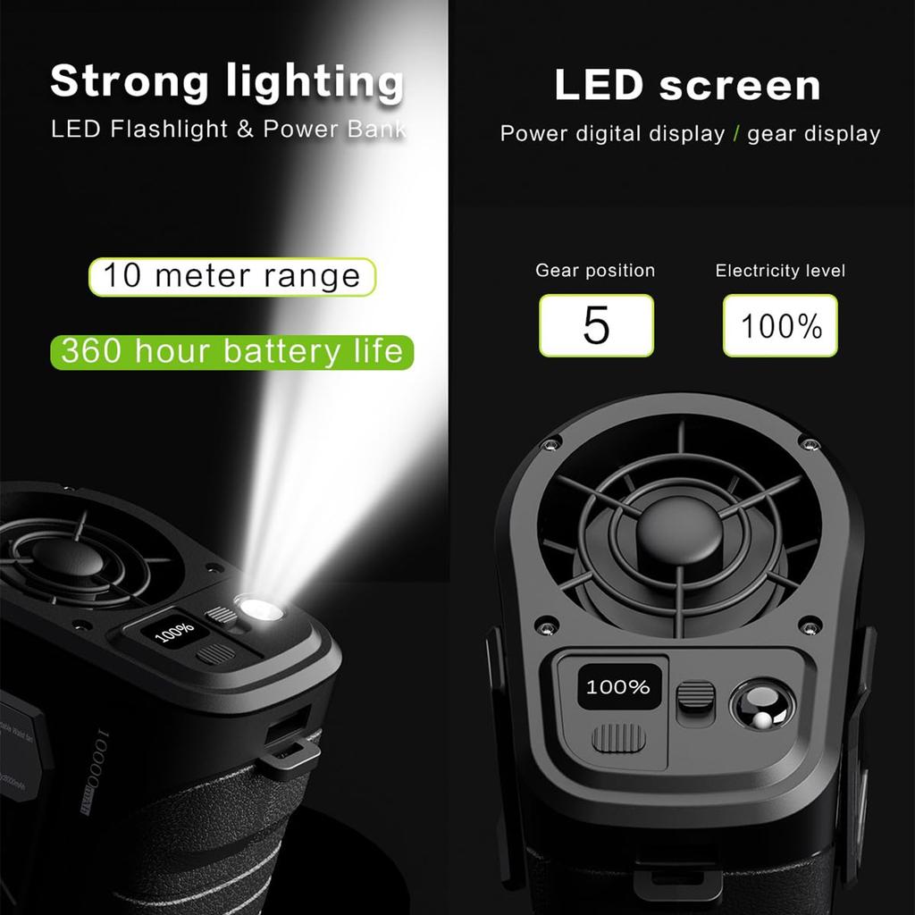 Waist Fan 10000mAh Rechargeable,Portable Fan with Over 24H Working Time, 15000RPM Strong Airflow Wearable Belt Fan Personal Waist Clip Fan for Farm