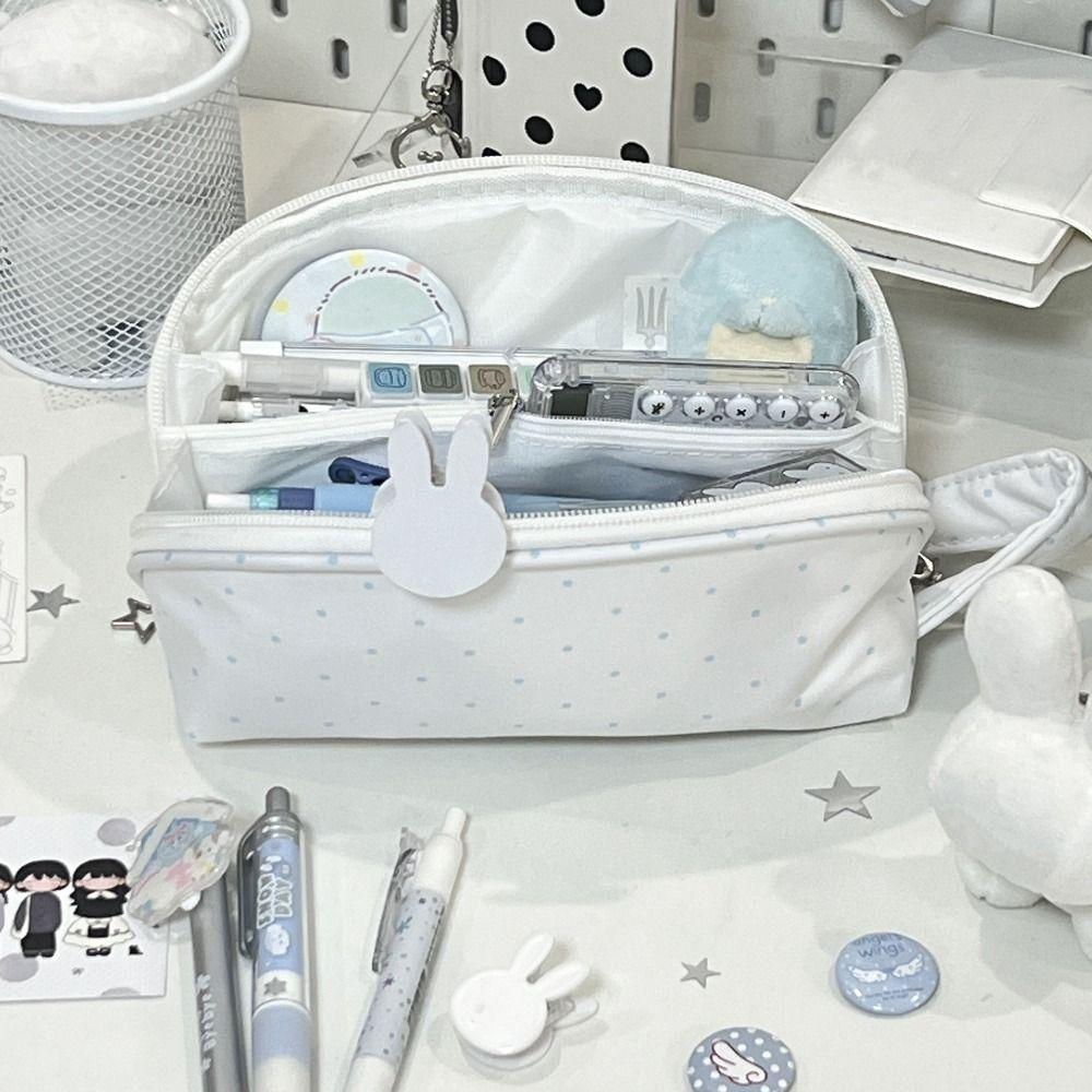 Polka Dot Pen Bag Shell Shape Pencil Pouch Multi Function Stationery Bag  School Office