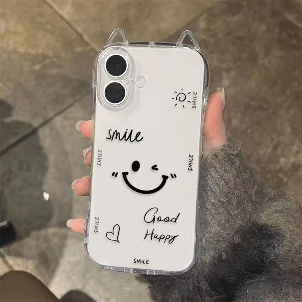 Cat Ears for Apple Transparent Four-corner Anti-fall Shell Transparent TPU Mobile Phone Case Air Bag Anti-fall Shell 13pro for Apple