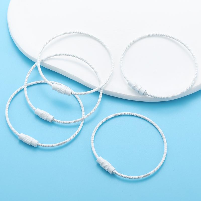 5-10pcs Colorful Metals Steel Wire Keychain Loop Solid Color Loop Holder Key Chains Diy Key Chain Accessories V167