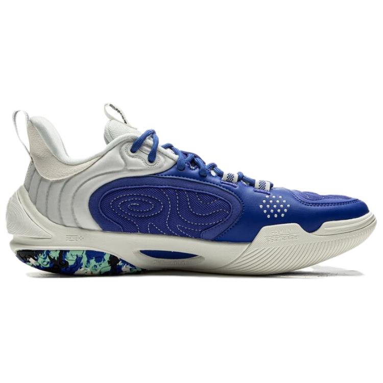 Li Ning Амортизирующие, износостойкие низкие мужские баскетбольные кроссовки Сине-белые ABPV001-5