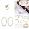 Vintage Chic Artificial Pearl Necklace And Earrings Set For Party Wear With Geometric Design