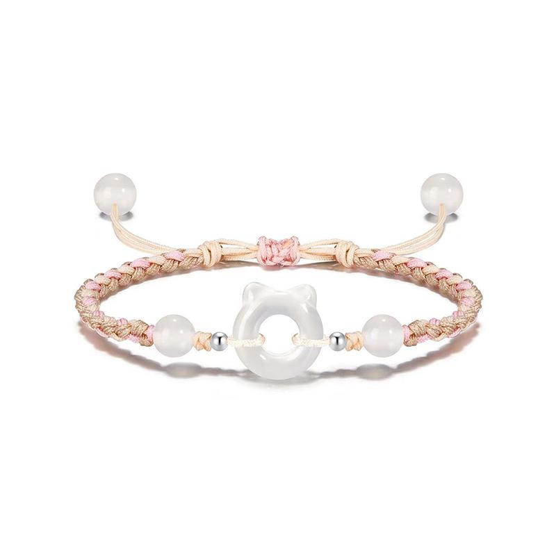 Браслет в китайском стиле с кошкой, плетеный вручную, для женщин и девочек, милый универсальный браслет, милый браслет с кошкой, ювелирные изделия, аксессуары, подарки