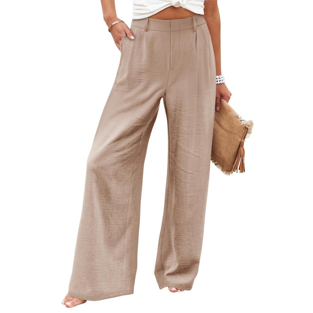 Women's Wide Leg Pants High Elastic Waisted In The Back Business Work Trousers Long Casual Pants