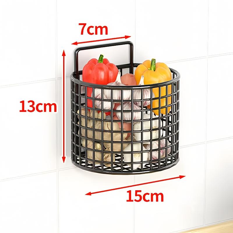 1/2/3 Сетчатый настенный кухонный органайзер Металлическая полка Кладовое хранение Чеснок Имбирь Подвесная проволочная корзина-держатель