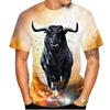 Футболки с принтом Summer Bull 3D Streetwear Мужская мода Повседневная футболка большого размера с круглым вырезом и короткими рукавами Футболки Топы Одежда