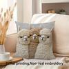 Alpaca Pillow Cover Imitation Embroidery Alpaca Pattern Pillowcase Rustic Throw Pillow Cover for Sofa Couch Bedroom Living Room Car Decor