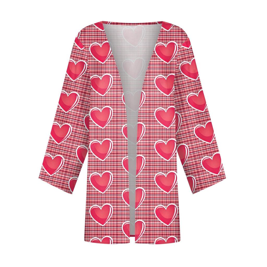 Women's Casual Fashion Printed Lightweight Medium Length Jacket Cardigan