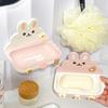 Cartoon Rabbit Wall Mounted Soap Box No Drilling Wall Mounted Soap Dish Holder Easy To Install Waterproof Punch Free Soap Rack
