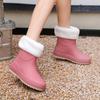 Women’s Fashionable Soft-Soled Waterproof Mid-Tube Rain Boots with Velvet Lining - Non-Slip Winter Wear