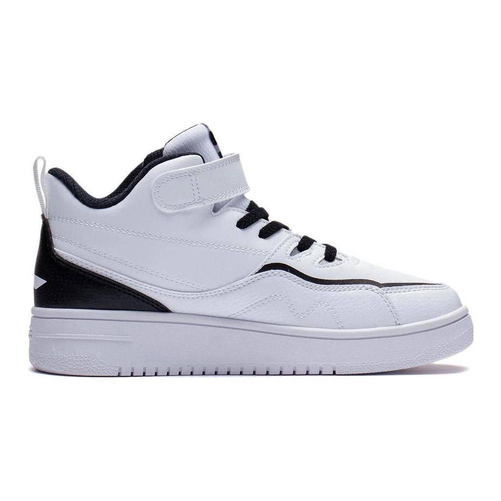 LiNing 937 Mid Slip Resistant Durable Kids Skate Shoes Kids Sneakers White Black Brown YKCT018-5