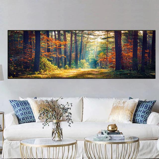 Landscape Sunlight Green Trees Leaves Forest Canvas Painting Nature Posters and Prints Wall Art Pictures Home Decor No Frame