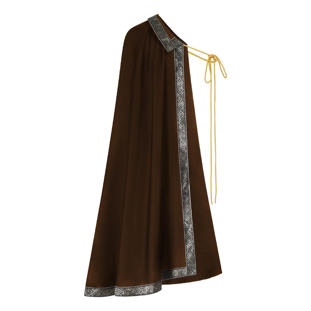 Medieval Renaissance Lace Short Knight Cape Cloak Vintage Shoulder Cape Stage Performance Costume with Brooch