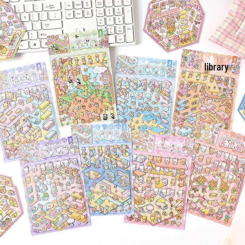 Popular Cartoon Scenery 3D DIY Stickers for Kids