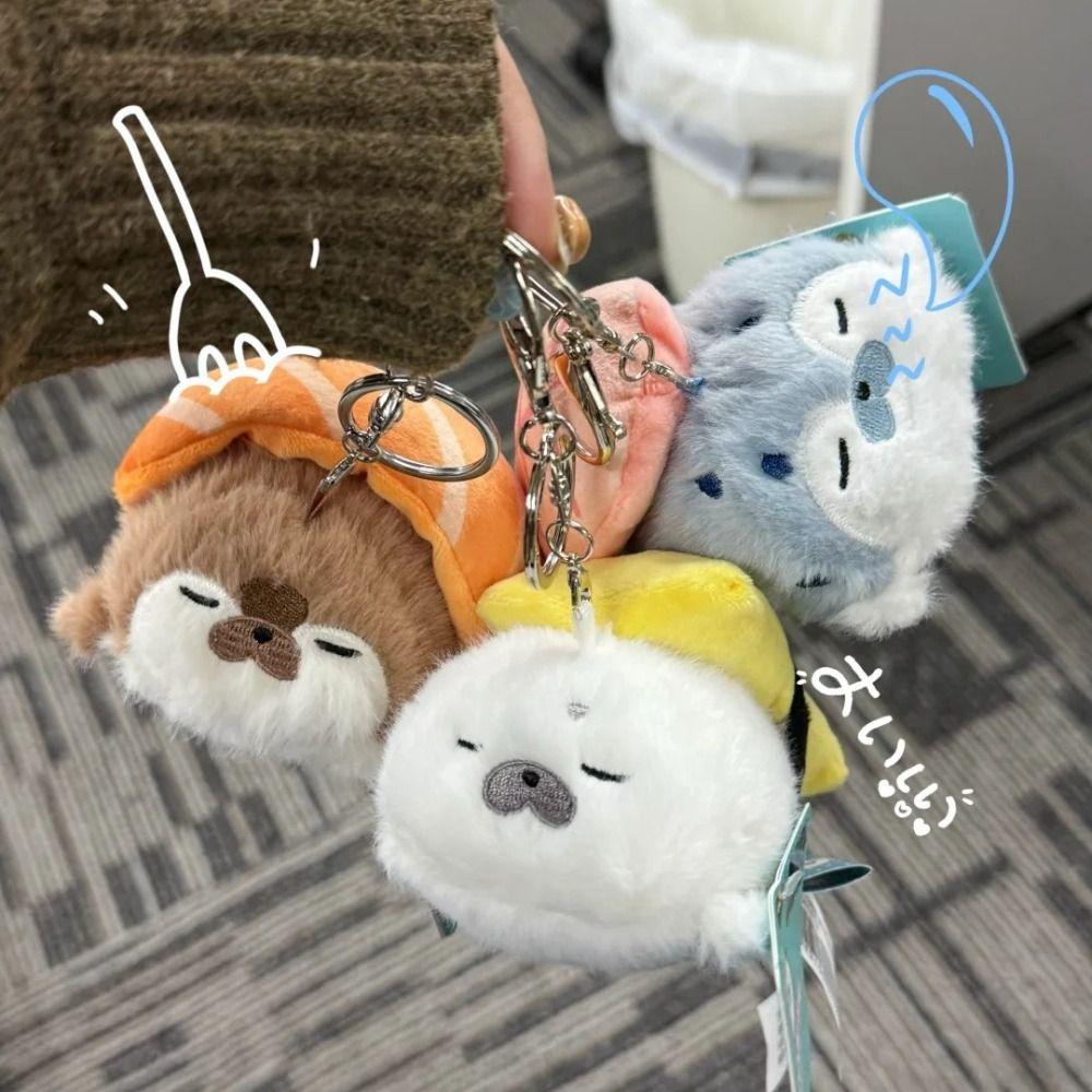 Stuffed Animal Seal Plush Keychain Simulation Sushi Seal Pendant Sea Otter Doll  Birthday Gift