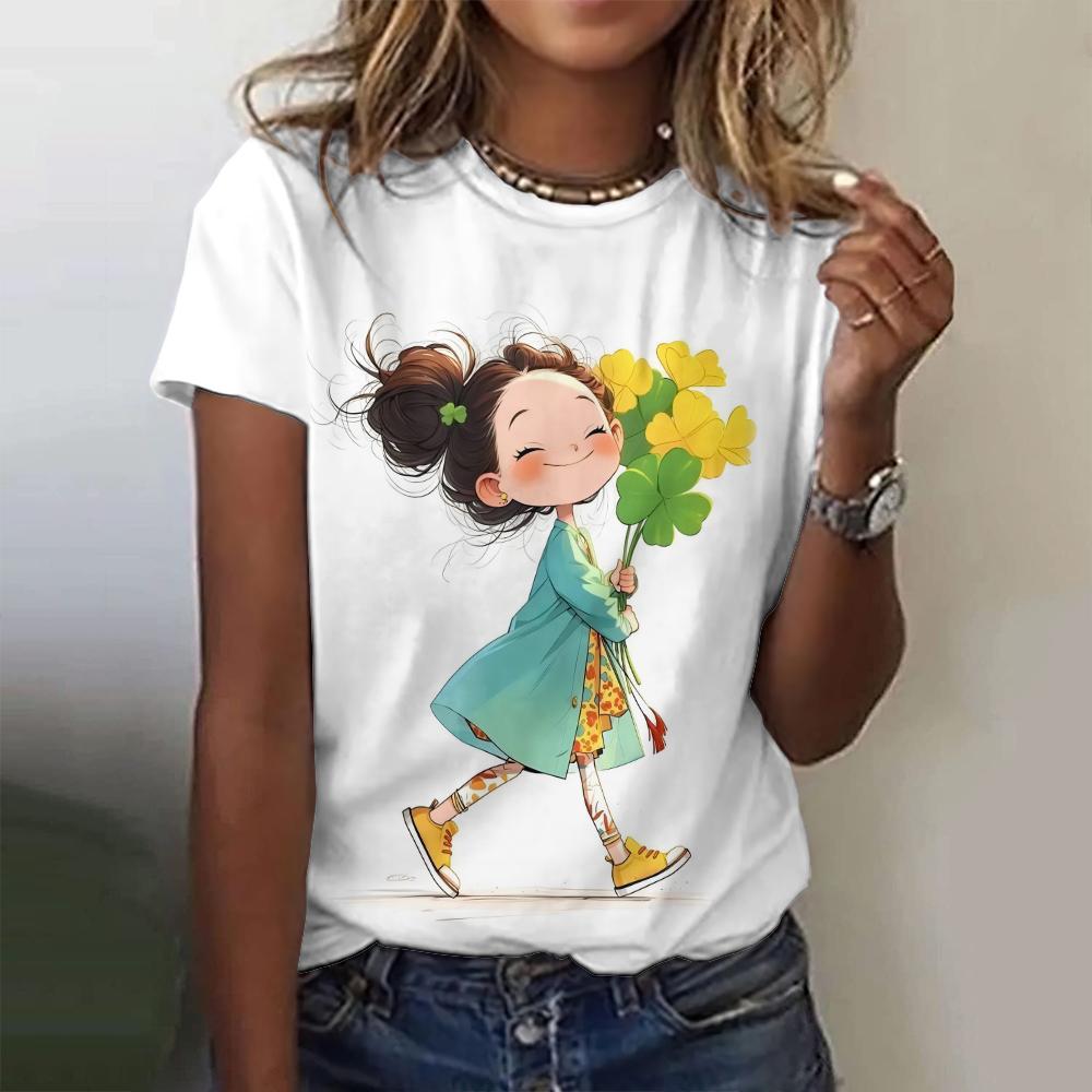 Летняя женская футболка с рисунком аниме-девушки, повседневный свитер с коротким рукавом, модная уличная одежда, милая женская футболка