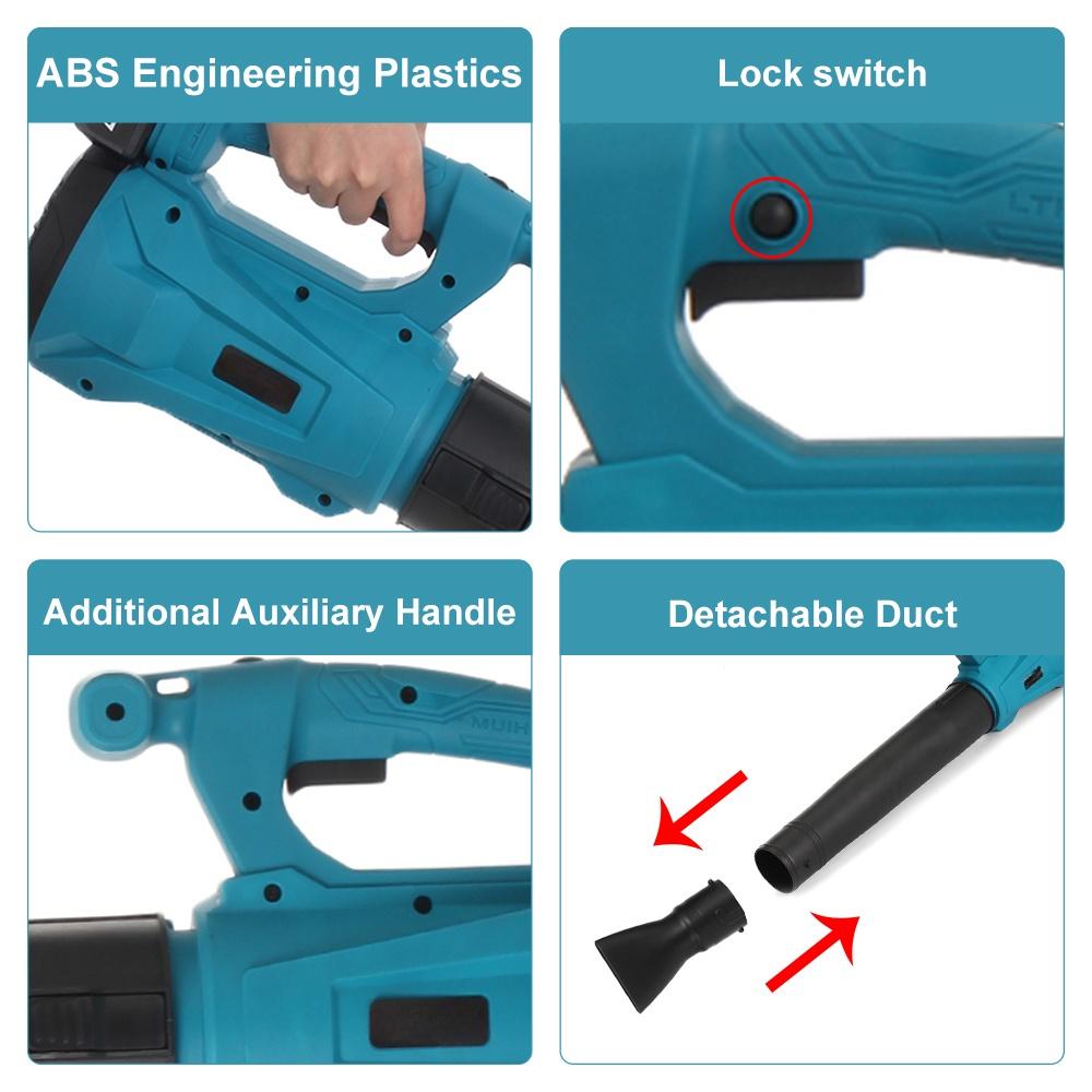 6 Speed Industry Cordless Air Blower Snow Blower Dust Leaf Collector Cleaning Sweeper Garden Tool With 2 Battery 4200W 388VF