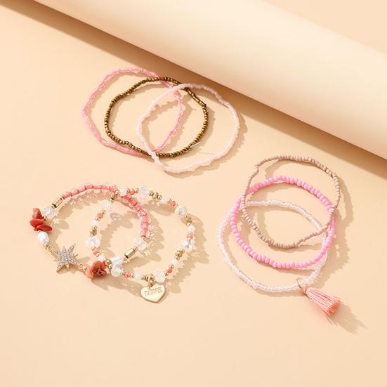 Women Bracelets Beaded Multilayer Faux Glaze Jewelry Bohemian Stackable Bangles for Party